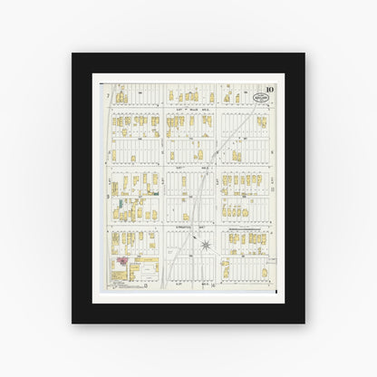 Old map wall art mockup — black gallery frame with white mat — Sanborn Fire Insurance Map from Ashland, Ashland County, Wisconsin (1901), Sheet #0010