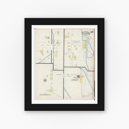 Old map wall art mockup — black gallery frame with white mat — Sanborn Fire Insurance Map from Escanaba, Delta County, Michigan (1888), Sheet #0010