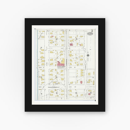 Old map wall art mockup — black gallery frame with white mat — Sanborn Fire Insurance Map from Delphos, Van Wert And Allen Counties, Ohio (1921), Sheet #0002