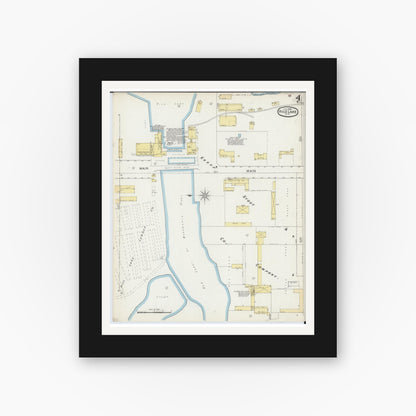 Old map wall art mockup — black gallery frame with white mat — Sanborn Fire Insurance Map from Rice Lake, Barron County, Wisconsin (1893), Sheet #0004