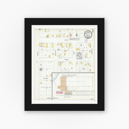 Old map wall art mockup — black gallery frame with white mat — Sanborn Fire Insurance Map from Bristol, Elkhart County, Indiana (1901) - Complete Map Set