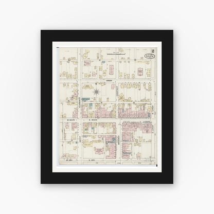 Old map wall art mockup — black gallery frame with white mat — Sanborn Fire Insurance Map from Salem, Columbiana County, Ohio (1887), Sheet #0002