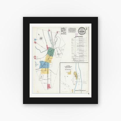 Old map wall art mockup — black gallery frame with white mat — Sanborn Fire Insurance Map from Chatham, Columbia County, New York (1904) - Complete Map Set