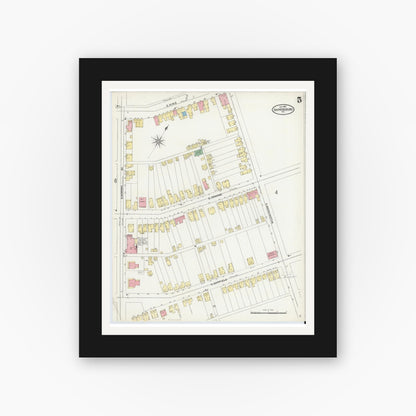 Old map wall art mockup — black gallery frame with white mat — Sanborn Fire Insurance Map from Shippensburg, Cumberland And Franklin Counties, Pennsylvania (1904), Sheet #0005