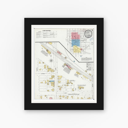 Old map wall art mockup — black gallery frame with white mat — Sanborn Fire Insurance Map from Saint Charles, Winona County, Minnesota (1899) - Complete Map Set