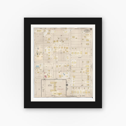 Old map wall art mockup — black gallery frame with white mat — Sanborn Fire Insurance Map from Calexico, Imperial County, California (1949), Sheet #0006