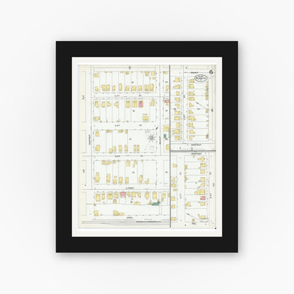 Old map wall art mockup — black gallery frame with white mat — Sanborn Fire Insurance Map from Berwick, Columbia County, Pennsylvania (1901), Sheet #0006