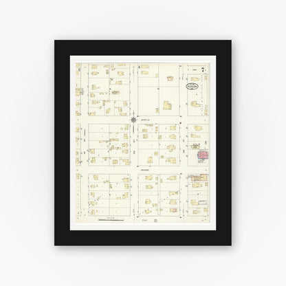 Old map wall art mockup — black gallery frame with white mat — Sanborn Fire Insurance Map from Hudson, St. Croix County, Wisconsin (1912), Sheet #0007