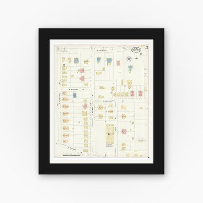 Old map wall art mockup — black gallery frame with white mat — Sanborn Fire Insurance Map from Lansdowne, Delaware County, Pennsylvania (1908), Sheet #0003