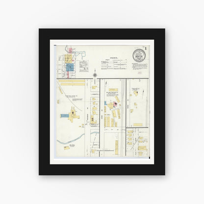 Old map wall art mockup — black gallery frame with white mat — Sanborn Fire Insurance Map from Manton, Wexford County, Michigan (1910) - Complete Map Set