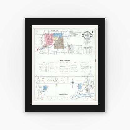 Old map wall art mockup — black gallery frame with white mat — Sanborn Fire Insurance Map from Pemberville, Wood County, Ohio (1948) - Complete Map Set