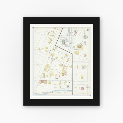 Old map wall art mockup — black gallery frame with white mat — Sanborn Fire Insurance Map from Chilton, Calumet County, Wisconsin (1898), Sheet #0003