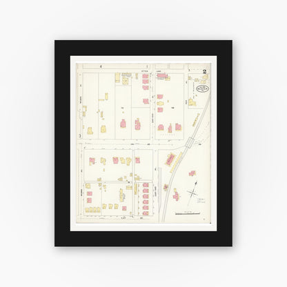 Old map wall art mockup — black gallery frame with white mat — Sanborn Fire Insurance Map from Beaver, Beaver County, Pennsylvania (1906), Sheet #0002