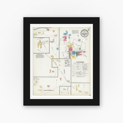 Old map wall art mockup — black gallery frame with white mat — Sanborn Fire Insurance Map from Amherst, Hampshire County, Massachusetts (1902) - Complete Map Set