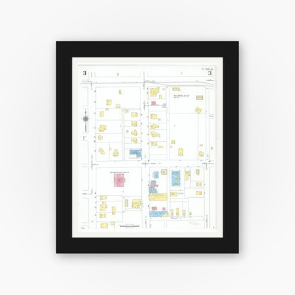 Old map wall art mockup — black gallery frame with white mat — Sanborn Fire Insurance Map from New Madrid, New Madrid County, Missouri (1950), Sheet #0003