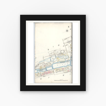 Old map wall art mockup — black gallery frame with white mat — Sanborn Fire Insurance Map from Saginaw, Saginaw County, Michigan (1895), Sheet #0004
