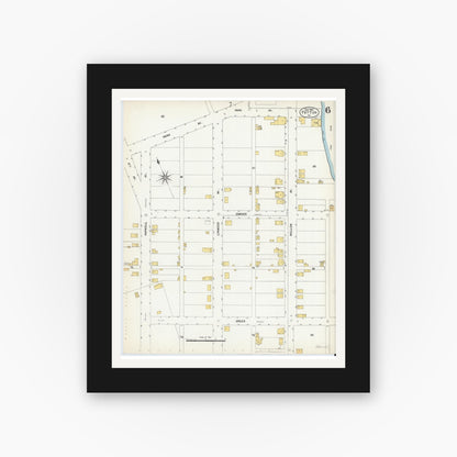 Old map wall art mockup — black gallery frame with white mat — Sanborn Fire Insurance Map from Patton, Cambria County, Pennsylvania (1903), Sheet #0006