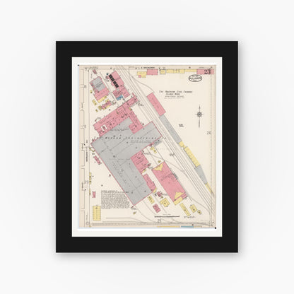 Old map wall art mockup — black gallery frame with white mat — Sanborn Fire Insurance Map from Alliance, Stark County, Ohio (1921), Sheet #0023