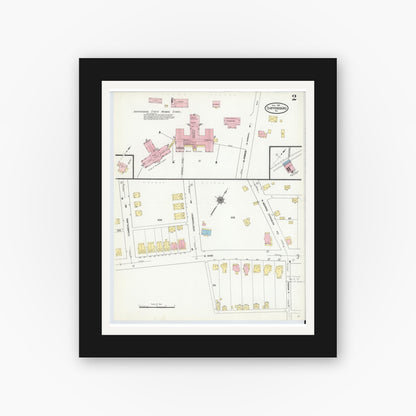 Old map wall art mockup — black gallery frame with white mat — Sanborn Fire Insurance Map from Shippensburg, Cumberland And Franklin Counties, Pennsylvania (1910), Sheet #0002
