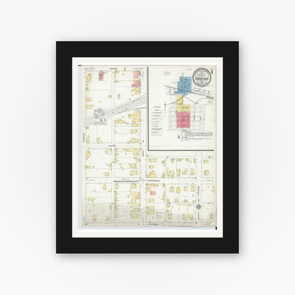Old map wall art mockup — black gallery frame with white mat — Sanborn Fire Insurance Map from Bradford, Darke and Miami Counties, Ohio (1910) - Complete Map Set