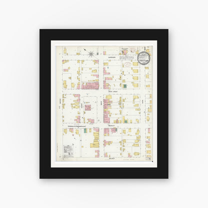 Old map wall art mockup — black gallery frame with white mat — Sanborn Fire Insurance Map from Charlestown, Clark County, Indiana (1899) - Complete Map Set