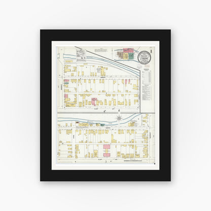 Old map wall art mockup — black gallery frame with white mat — Sanborn Fire Insurance Map from Lykens, Dauphin County, Pennsylvania (1902) - Complete Map Set