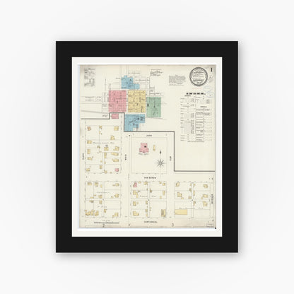 Old map wall art mockup — black gallery frame with white mat — Sanborn Fire Insurance Map from Nappanee, Elkhart County, Indiana (1898) - Complete Map Set