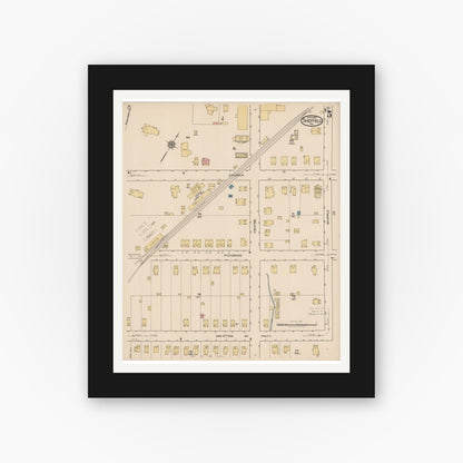 Old map wall art mockup — black gallery frame with white mat — Sanborn Fire Insurance Map from Sheffield, Warren County, Pennsylvania (1922), Sheet #0005