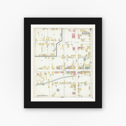 Old map wall art mockup — black gallery frame with white mat — Sanborn Fire Insurance Map from McConnellsburgh, Fulton County, Pennsylvania (1899), Sheet #0002