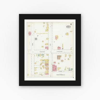 Old map wall art mockup — black gallery frame with white mat — Sanborn Fire Insurance Map from Mayville, Chautauqua County, New York (1905), Sheet #0003