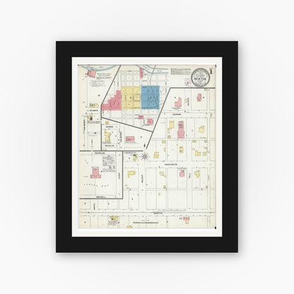 Old map wall art mockup — black gallery frame with white mat — Sanborn Fire Insurance Map from Newton, Jasper County, Illinois (1902) - Complete Map Set