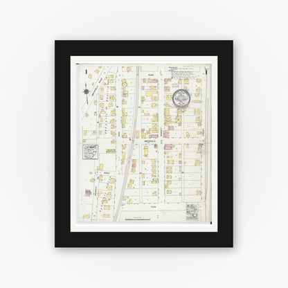 Old map wall art mockup — black gallery frame with white mat — Sanborn Fire Insurance Map from Brilliant, Jefferson County, Ohio (1924), Sheet #0001