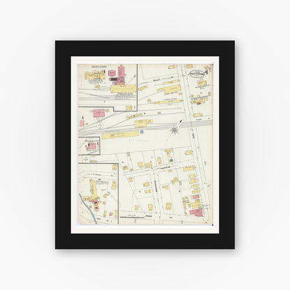 Old map wall art mockup — black gallery frame with white mat — Sanborn Fire Insurance Map from Hackettstown, Warren County, New Jersey (1902), Sheet #0004