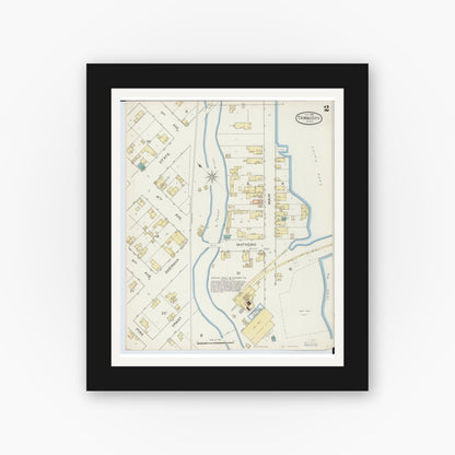 Old map wall art mockup — black gallery frame with white mat — Sanborn Fire Insurance Map from East Tawas, Iosco County, Michigan (1893), Sheet #0002