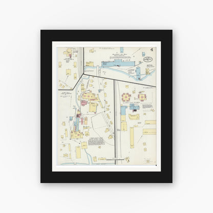 Old map wall art mockup — black gallery frame with white mat — Sanborn Fire Insurance Map from Hawley, Wayne County, Pennsylvania (1897), Sheet #0004