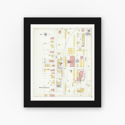 Old map wall art mockup — black gallery frame with white mat — Sanborn Fire Insurance Map from Lebanon, Lebanon County, Pennsylvania (1902), Sheet #0012