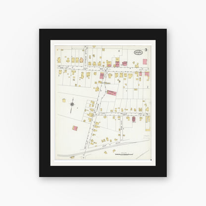 Old map wall art mockup — black gallery frame with white mat — Sanborn Fire Insurance Map from Orange, Orange County, Virginia (1919), Sheet #0003