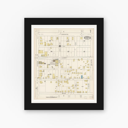 Old map wall art mockup — black gallery frame with white mat — Sanborn Fire Insurance Map from Bradentown, Manatee County, Florida (1922), Sheet #0007
