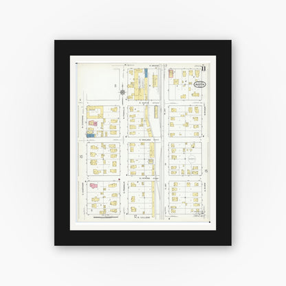 Old map wall art mockup — black gallery frame with white mat — Sanborn Fire Insurance Map from Austin, Mower County, Minnesota (1917), Sheet #0011