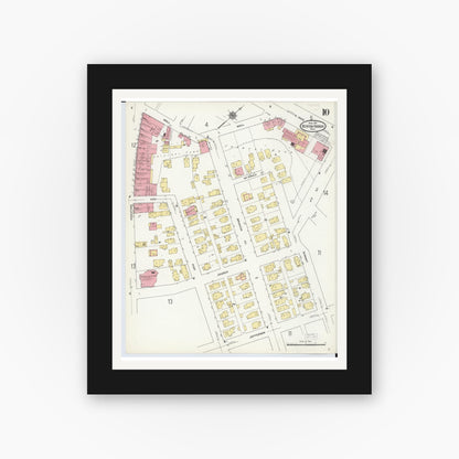 Old map wall art mockup — black gallery frame with white mat — Sanborn Fire Insurance Map from Benton Harbor, Berrien County, Michigan (1911), Sheet #0010
