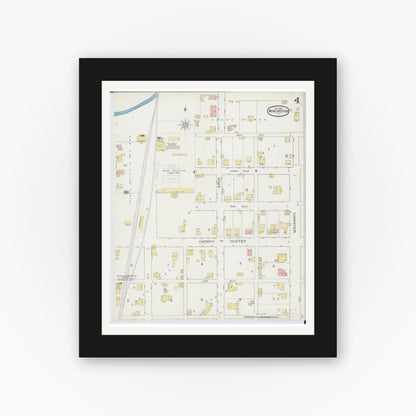 Old map wall art mockup — black gallery frame with white mat — Sanborn Fire Insurance Map from Winchester, Scott County, Illinois (1894), Sheet #0004