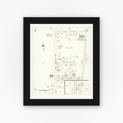 Old map wall art mockup — black gallery frame with white mat — Sanborn Fire Insurance Map from Wanaque, Passaic County, New Jersey (1923), Sheet #0004
