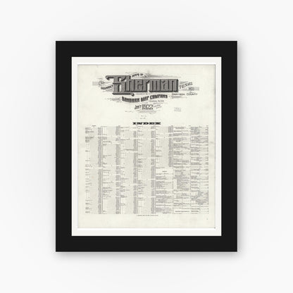 Old map wall art mockup — black gallery frame with white mat — Sanborn Fire Insurance Map from Sherman, Grayson County, Texas (1922), Sheet #0001
