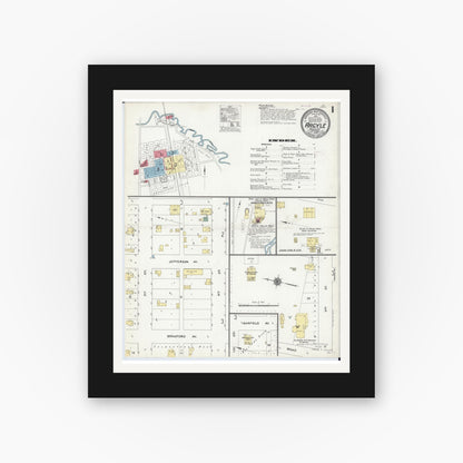 Old map wall art mockup — black gallery frame with white mat — Sanborn Fire Insurance Map from Argyle, Marshall County, Minnesota (1909) - Complete Map Set