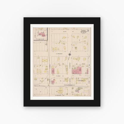 Old map wall art mockup — black gallery frame with white mat — Sanborn Fire Insurance Map from Windsor, Shelby County, Illinois (1922), Sheet #0002