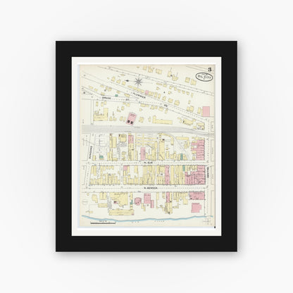 Old map wall art mockup — black gallery frame with white mat — Sanborn Fire Insurance Map from Oil City, Venango County, Pennsylvania (1891), Sheet #0003