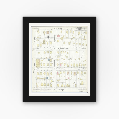 Old map wall art mockup — black gallery frame with white mat — Sanborn Fire Insurance Map from Havana, Mason County, Illinois (1914), Sheet #0007