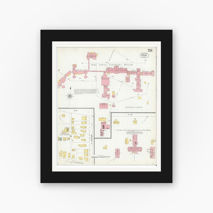 Old map wall art mockup — black gallery frame with white mat — Sanborn Fire Insurance Map from Rome, Oneida County, New York (1904), Sheet #0028