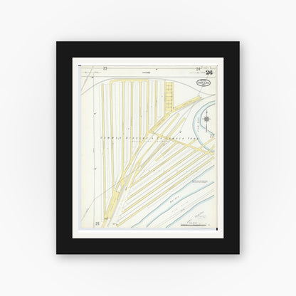 Old map wall art mockup — black gallery frame with white mat — Sanborn Fire Insurance Map from Cadillac, Wexford County, Michigan (1914), Sheet #0026