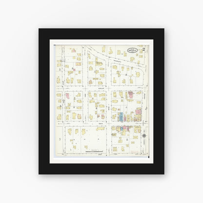 Old map wall art mockup — black gallery frame with white mat — Sanborn Fire Insurance Map from Northville, Wayne County, Michigan (1914), Sheet #0002